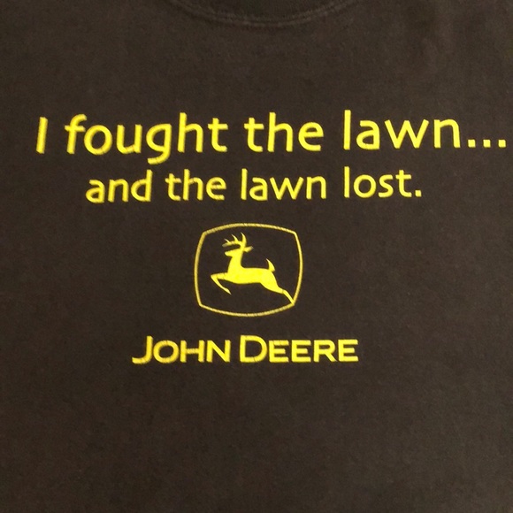 John Deere “I fought the lawn and the lawn lost” cotton t-shirt brown/yellow - Picture 4 of 6